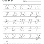 Cursive Handwriting Worksheet  Free Kindergarten English Worksheet Pertaining To Handwriting Worksheets Name