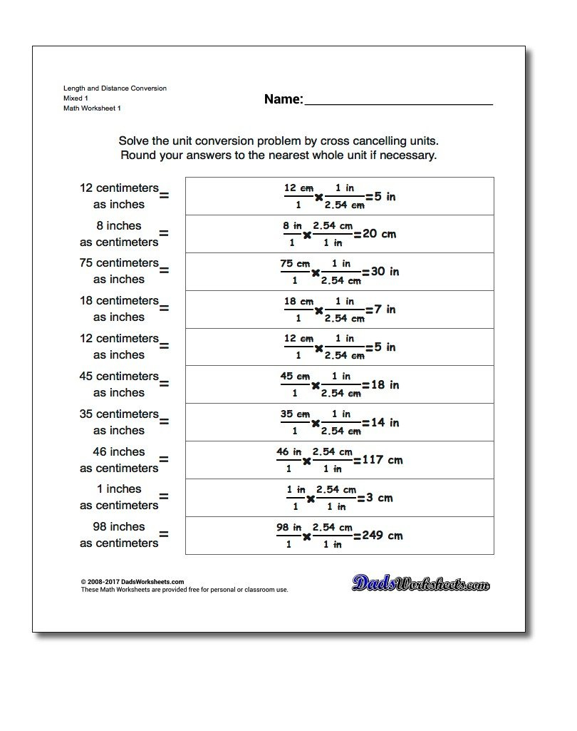 Customary And Metric Or Metric Conversion Worksheet With Answers