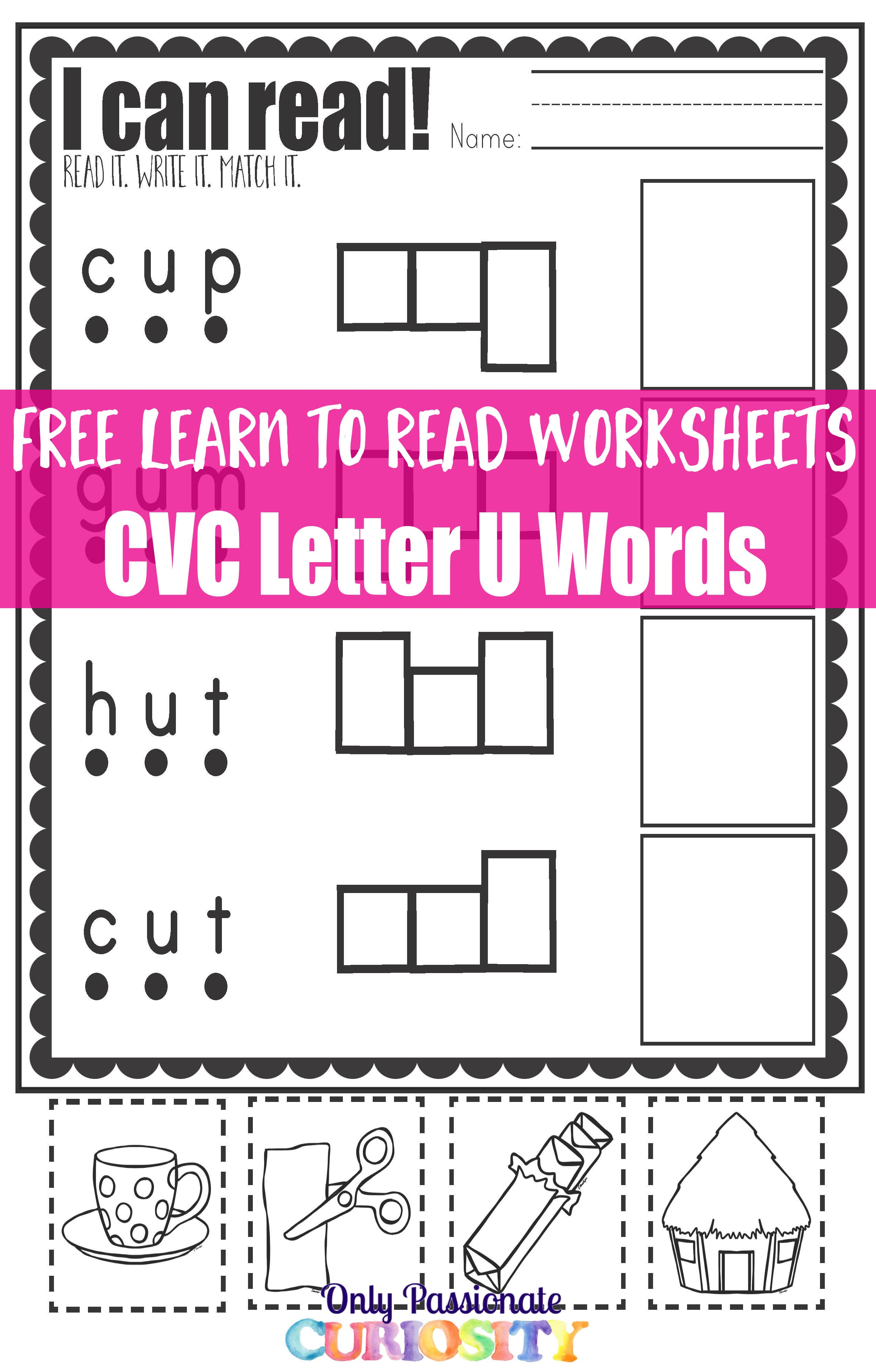 Cvc Worksheets Cut And Paste Letter U  Only Passionate Curiosity Inside Cut And Paste Alphabet Worksheets
