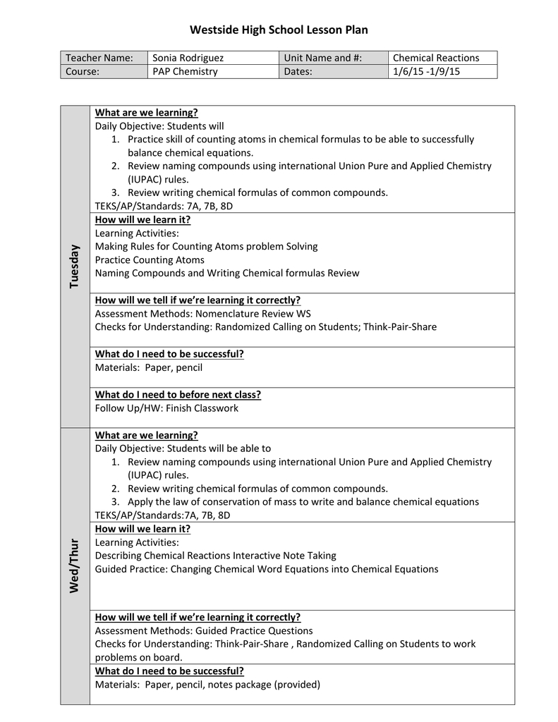 Cycle 4 Week 1 Intended For Chemistry Worksheets For High School