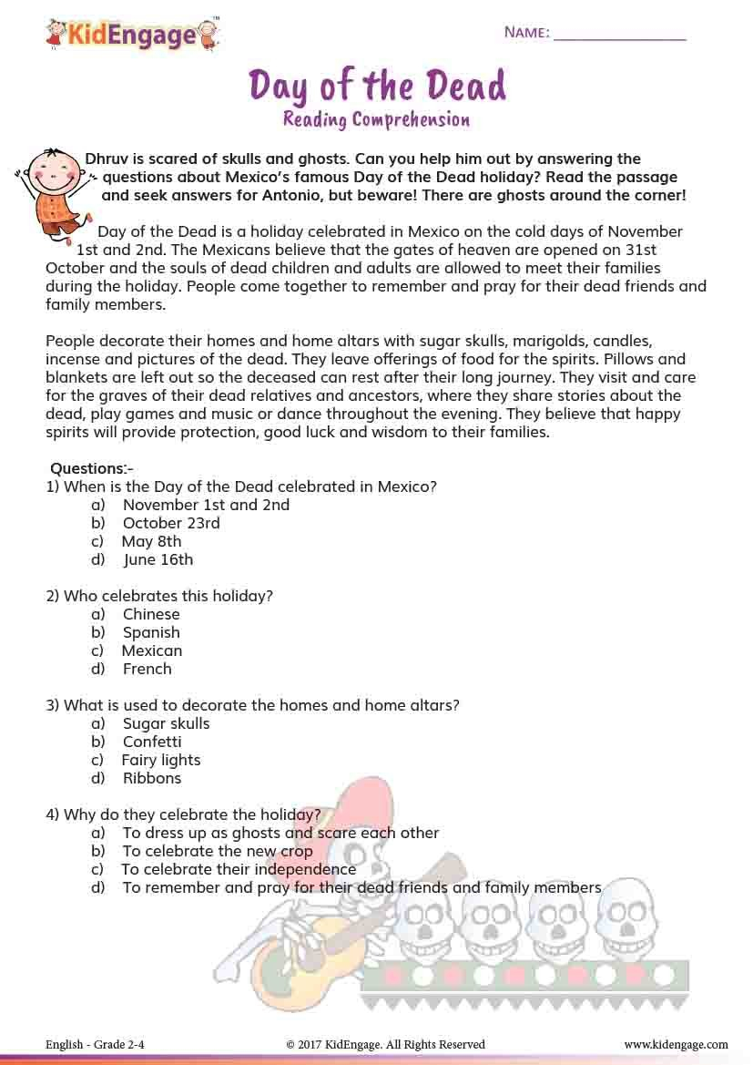 Day Of The Dead  Reading Comprehension Along With Dia De Los Muertos Worksheet Answers