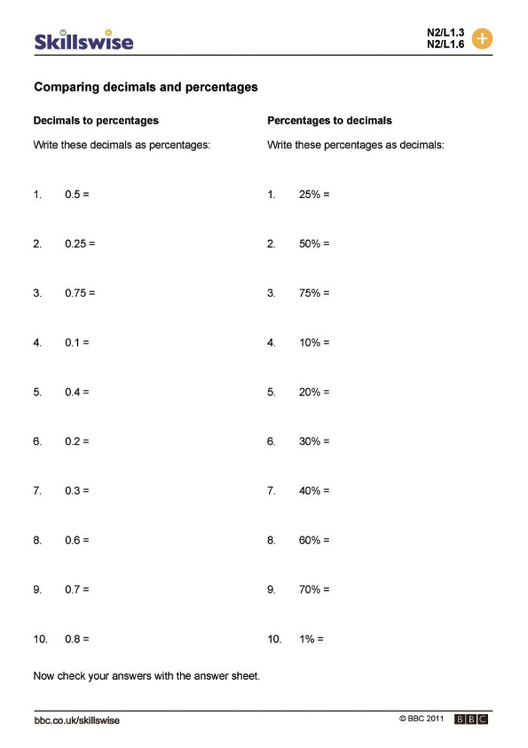Decimal To Percent Worksheet  Examples And Forms Together With Comparing Decimals Worksheet