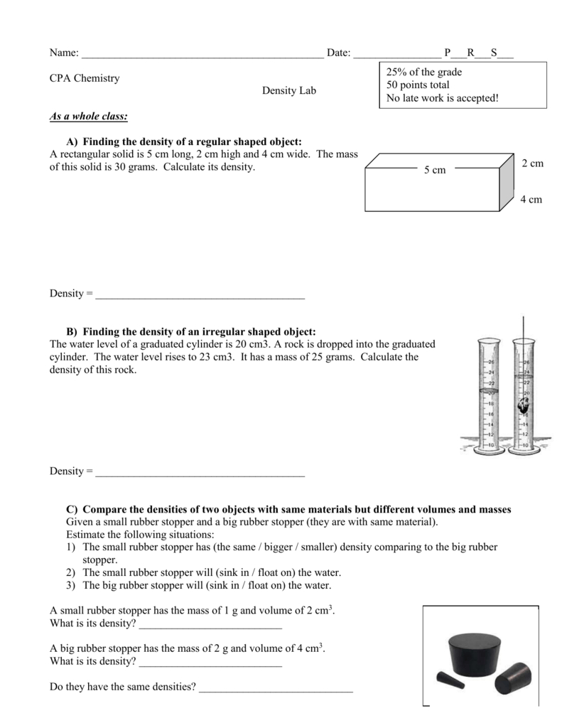 Density Worksheet Throughout Reading A Graduated Cylinder Worksheet