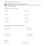 Determinants Worksheet For Matrices Worksheet With Answers