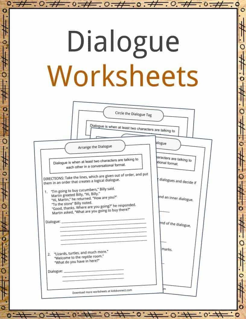 Dialogue Examples Definition And Worksheets  Kidskonnect Together With Writing Dialogue Worksheet
