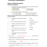 Directed Reading Worksheets Physical Science Answers Document Skills With Properties Of Matter Worksheet Answers