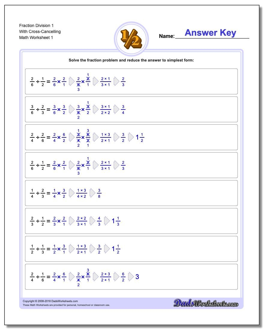 Division With Cross Cancelling For Common Core Dividing Fractions Worksheets