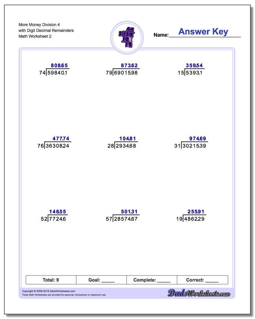 Division With Decimal Results With Regard To Dividing Decimals By Decimals Worksheet