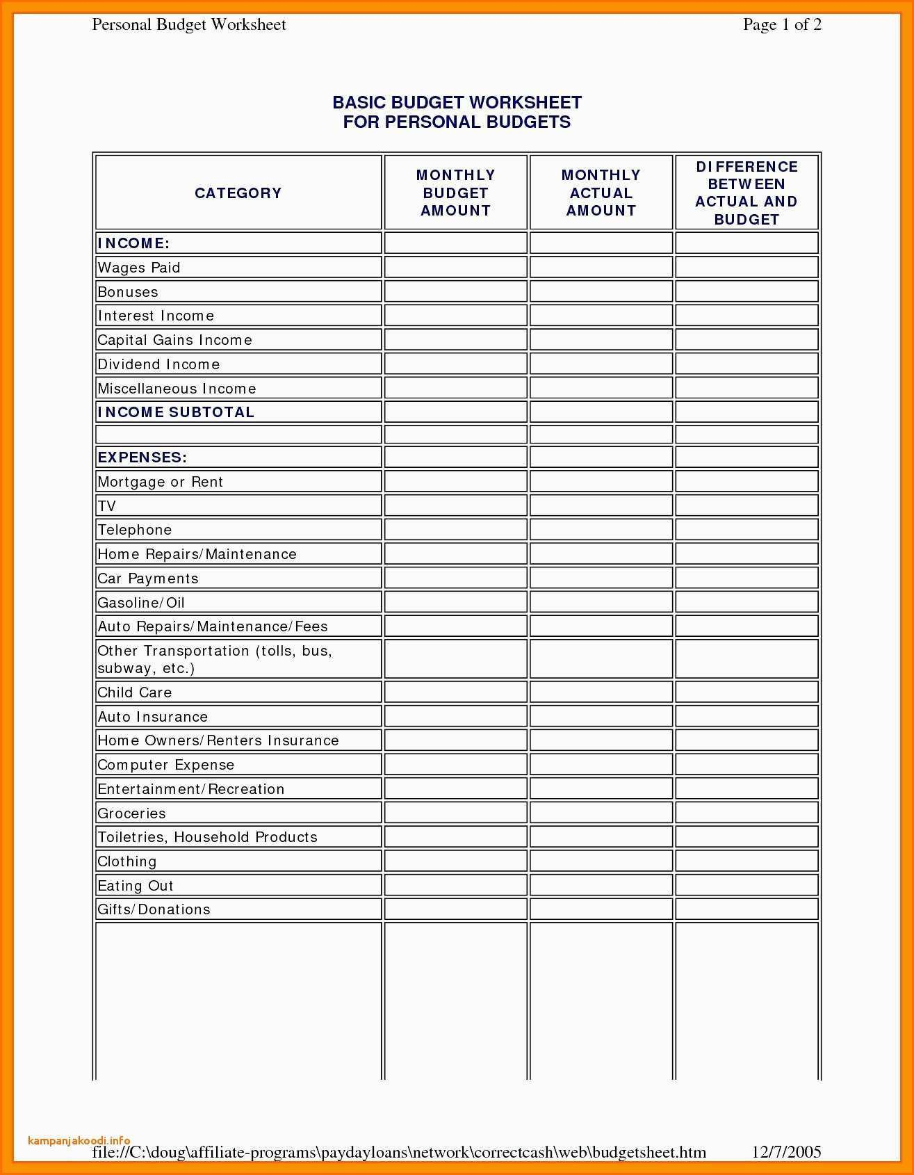 Divorce Spreadsheet For Bankruptcy Worksheet – Islamopedia As Well As Bankruptcy Expense Worksheet
