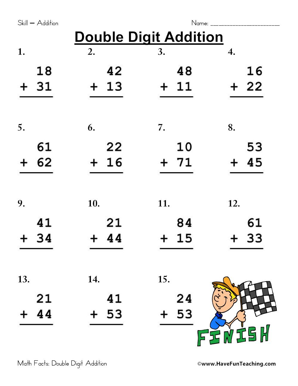 Double Digit Addition Worksheet Pack  Have Fun Teaching Within Picture Addition Worksheets