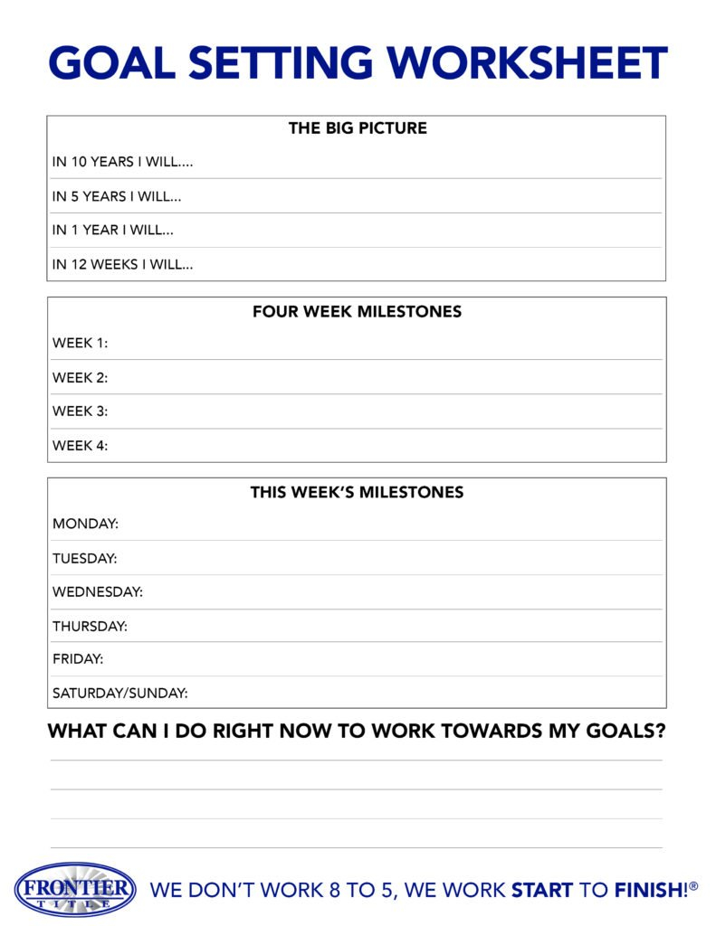 Download Now Goal Setting Worksheet  Frontier Title Pertaining To Goal Setting Worksheet