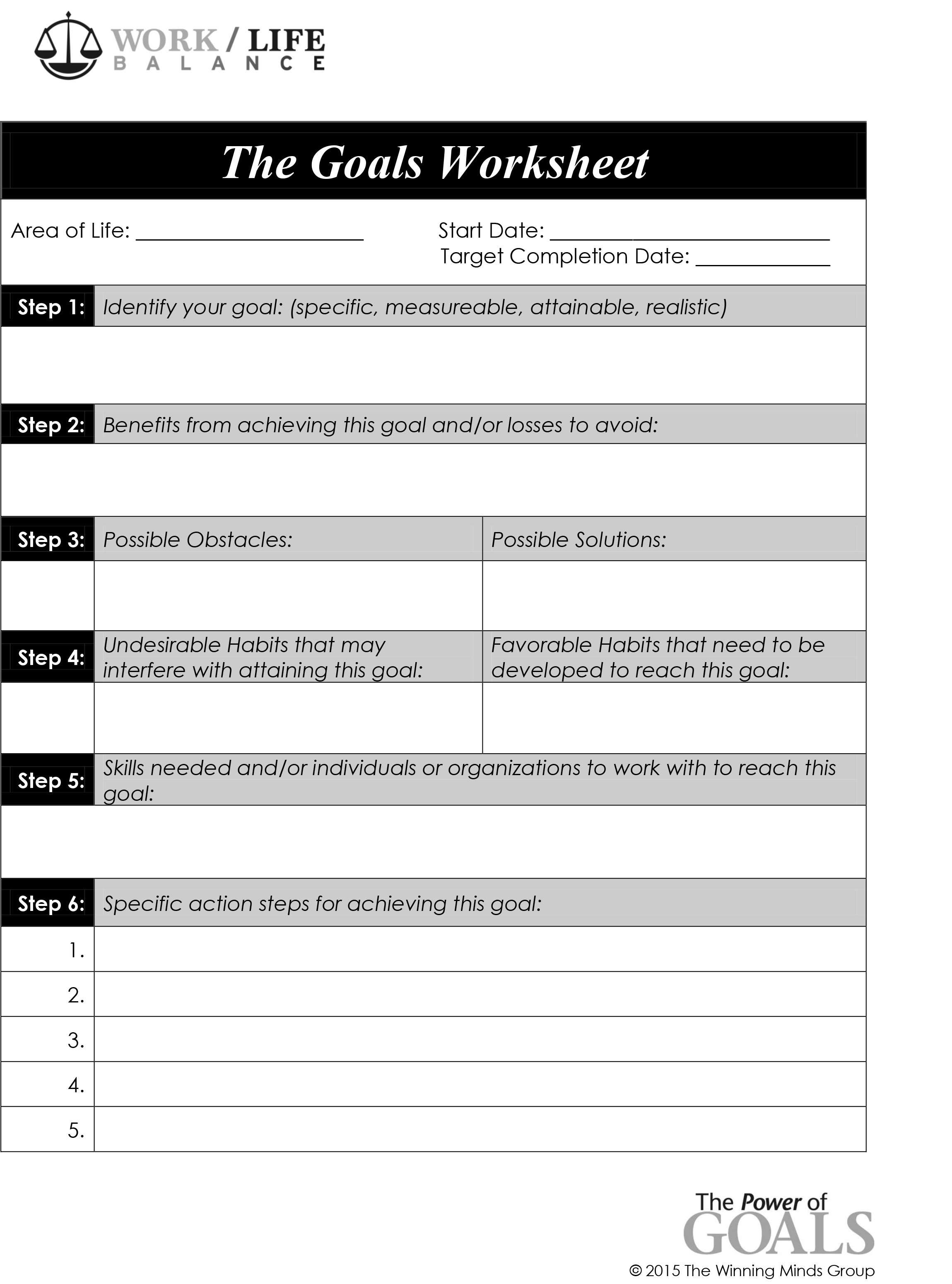 Downloadable Worksheets – Winningminds Intended For Life Coaching Worksheets