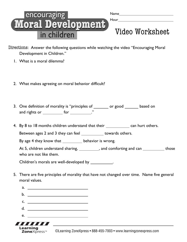 Downloadmoral Development Video Worksheet For Learning Zonexpress Worksheet Answers