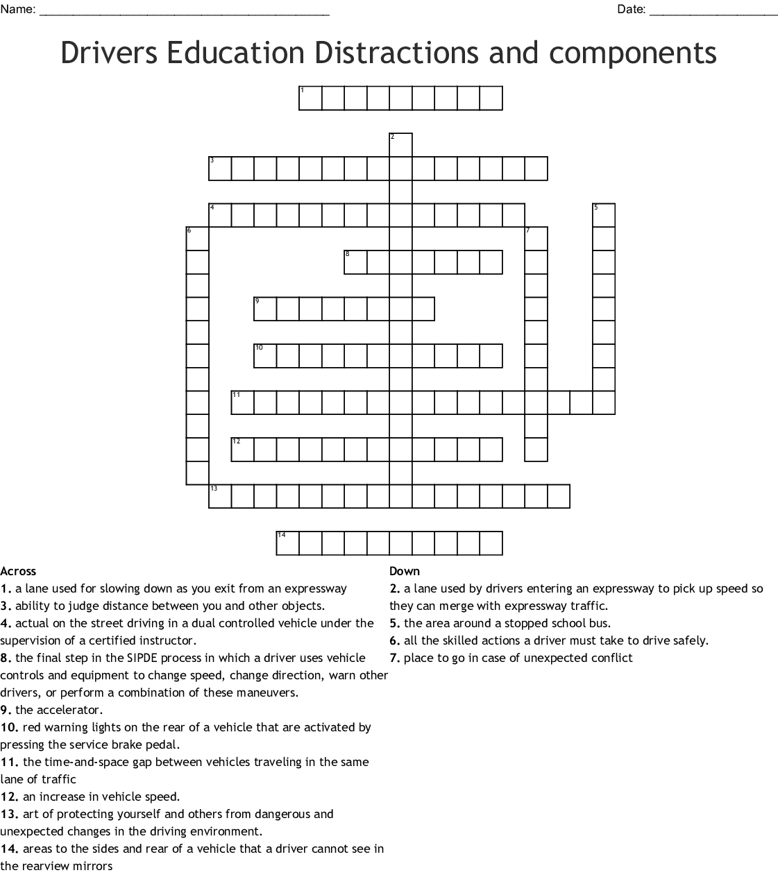 chapter 7 worksheet driver education