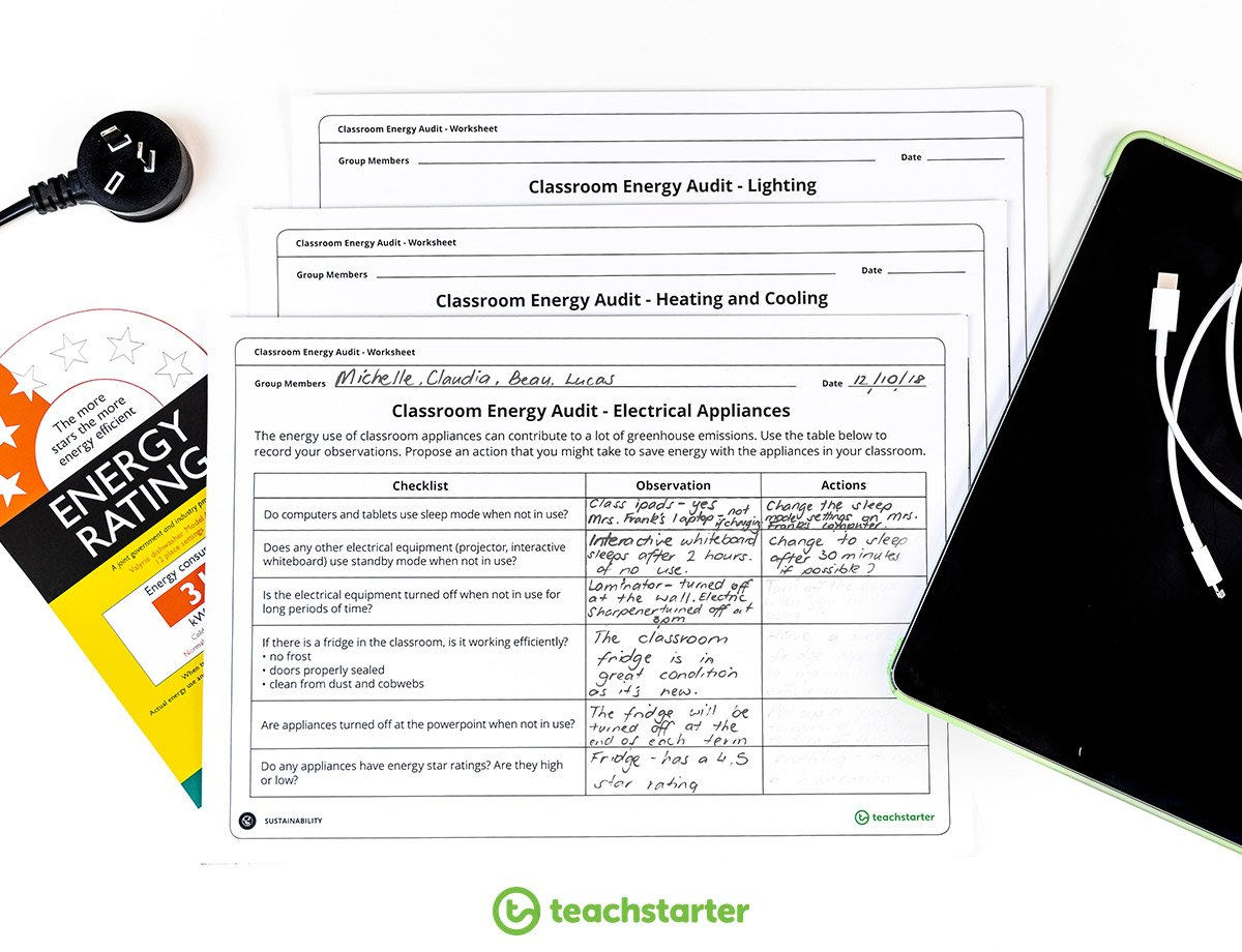 Earth Hour 2019  Classroom Activities And Resources  Teach Starter Within Energy Audit Worksheet