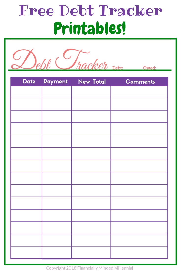 Easy To Use Free Printable Debt Tracker To Help Get Out Of Debt Faster In Free Printable Debt Payoff Worksheet