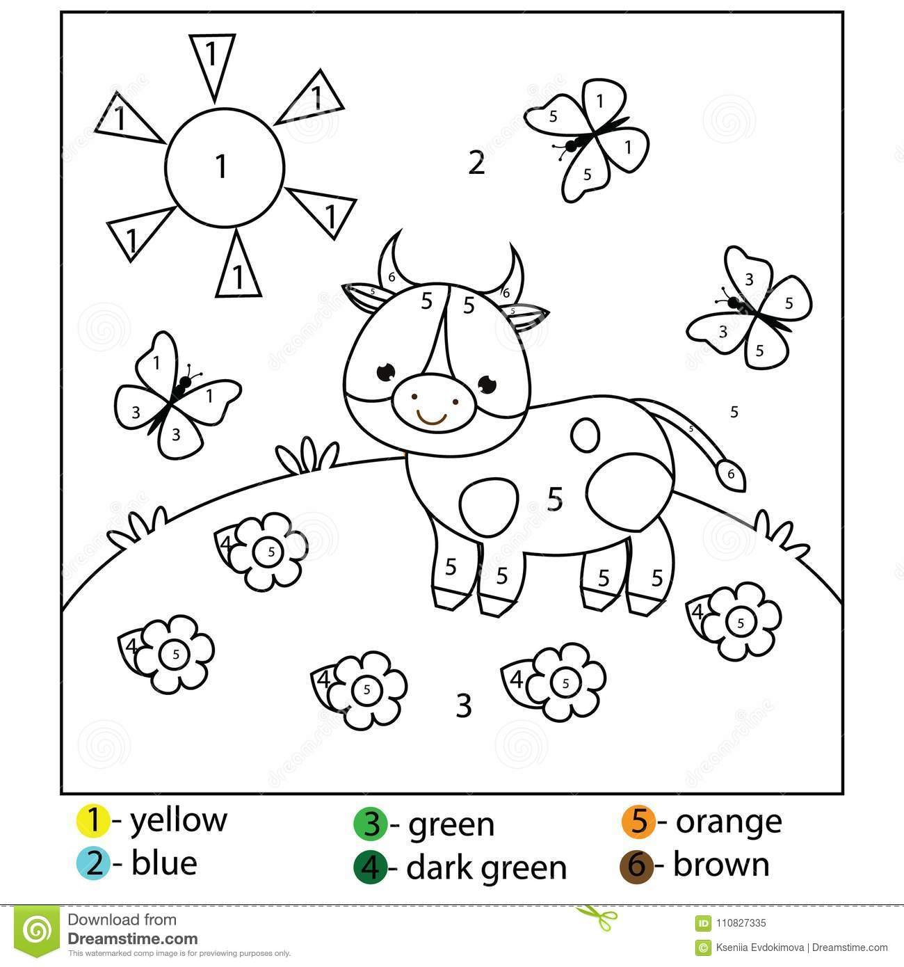 Educational Game For Kids And Toddlers Colornumbers Printable With Brown Worksheets For Preschool