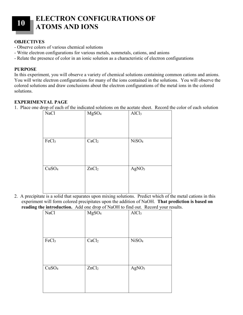 Electron Configuration Of Atoms And Ions With Regard To Atoms And Ions Worksheet Answer Key