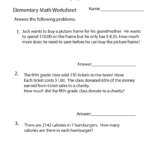 Elementary Math Word Problems Worksheet  Free Printable Educational With 9Th Grade Spanish Worksheets
