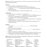Elements Compounds  Mixtures Worksheet And Elements Compounds And Mixtures Worksheet Answer Key