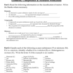 Elements Compounds  Mixtures Worksheet In Elements Compounds And Mixtures Worksheet Answer Key