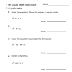 Eleventh Grade Math Practice Worksheet  Free Printable Educational Or 11Th Grade Vocabulary Worksheets Pdf