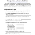 Energy Forms And Changes Simulation Worksheet Answers  Yooob With Regard To Energy Forms And Changes Simulation Worksheet Answers