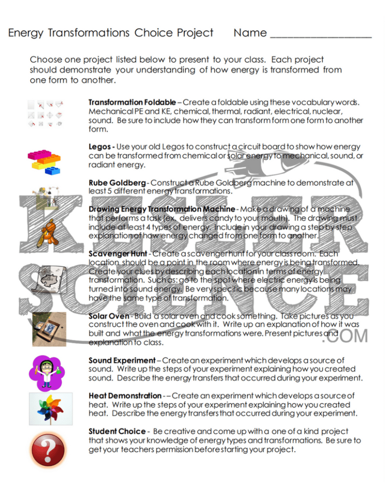 Energy Transformation Lesson Plan – A Complete Science Lesson Using For Energy Transformation Game Worksheet Answer Key