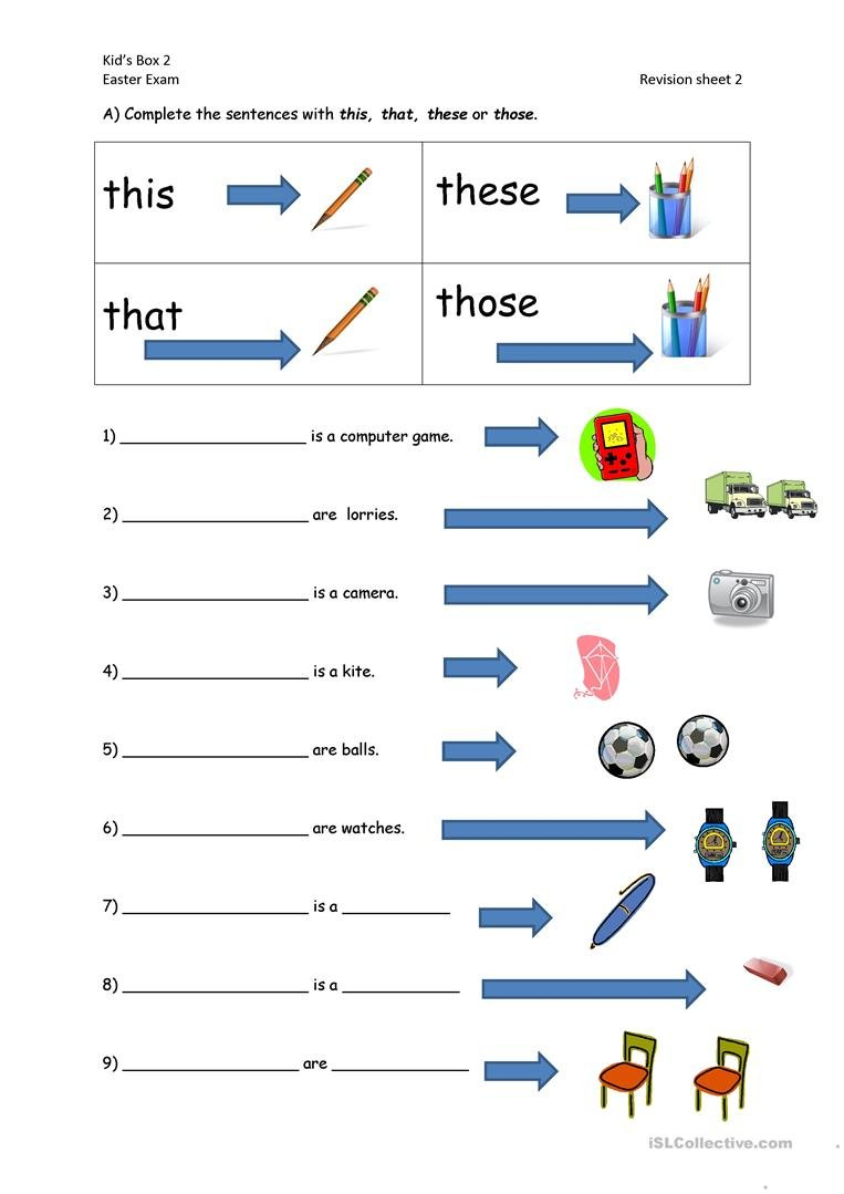 English Esl Pronouns This That These Those Demonstratives Along With This That These Those Worksheet