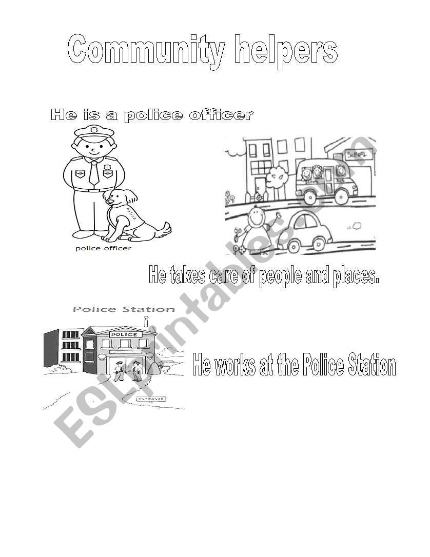 English Worksheets Community Helpers The Police Officer Or Community Helpers Police Officer Worksheet
