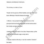 English Worksheets Dia De Los Muertos Facts With Regard To Dia De Los Muertos Worksheet