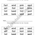 English Worksheets Ending Blends Word Sort As Well As Ending Blends Worksheets