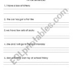 English Worksheets Fix The Sentence Within Fix The Sentence Worksheets