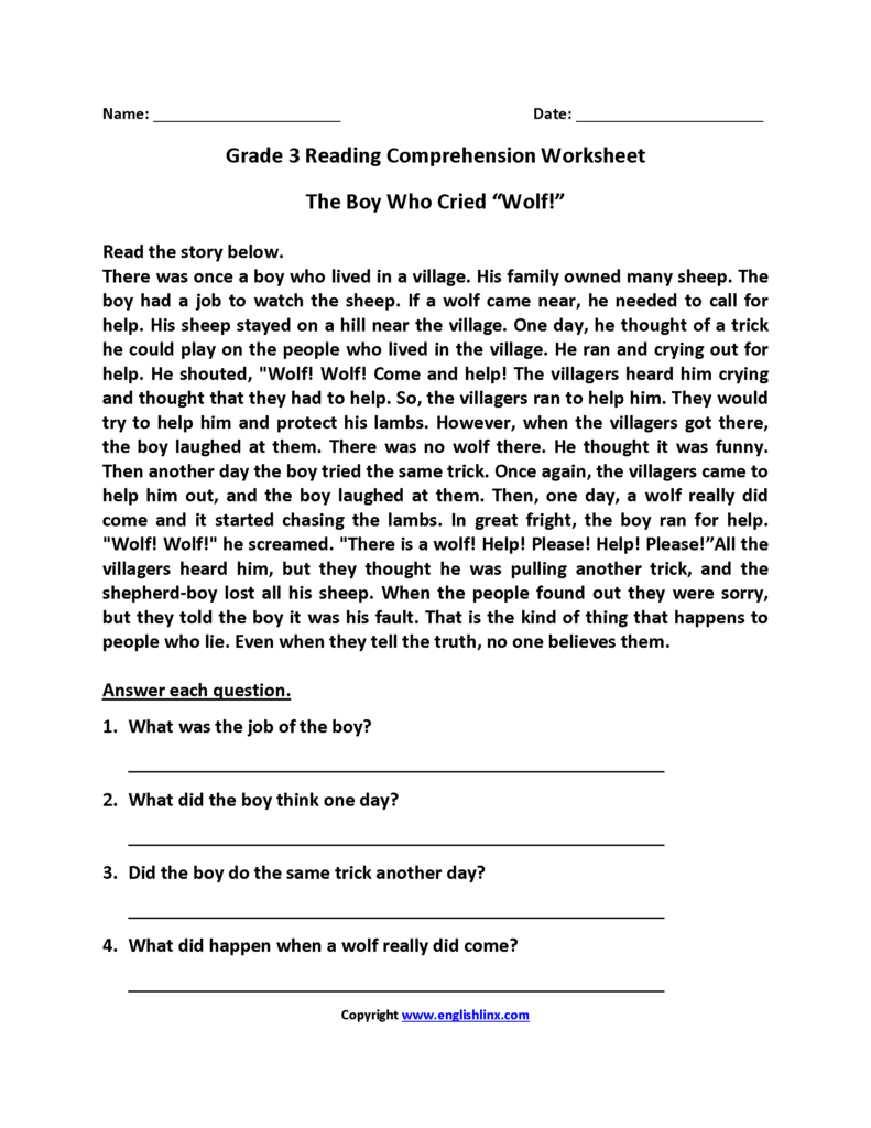 4Th Reading Comprehension Worksheets — excelguider.com