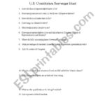 English Worksheets Us Constitution Scavenger Hunt Pertaining To Constitution Scavenger Hunt Worksheet