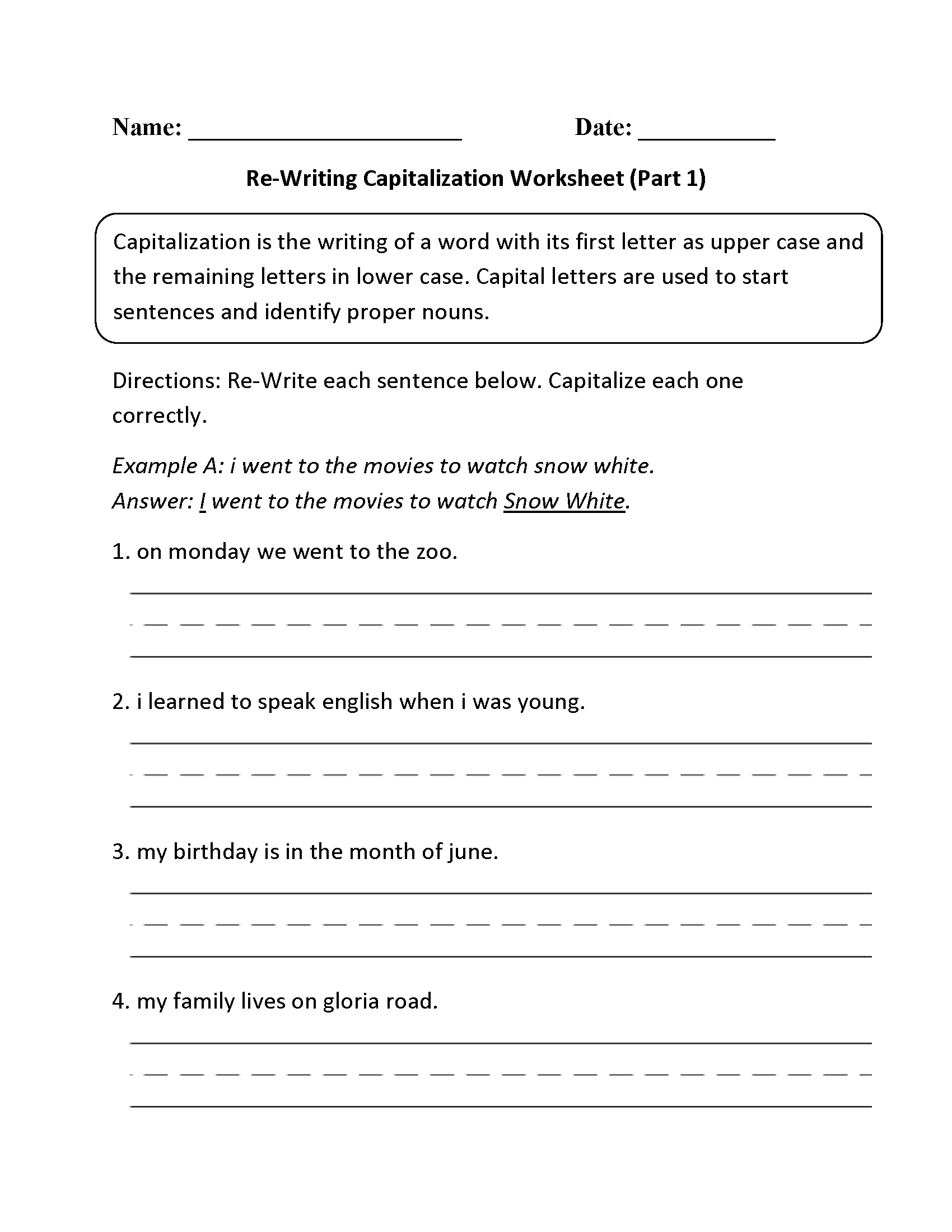 Englishlinx  Capitalization Worksheets For Capitalization Worksheets 2Nd Grade