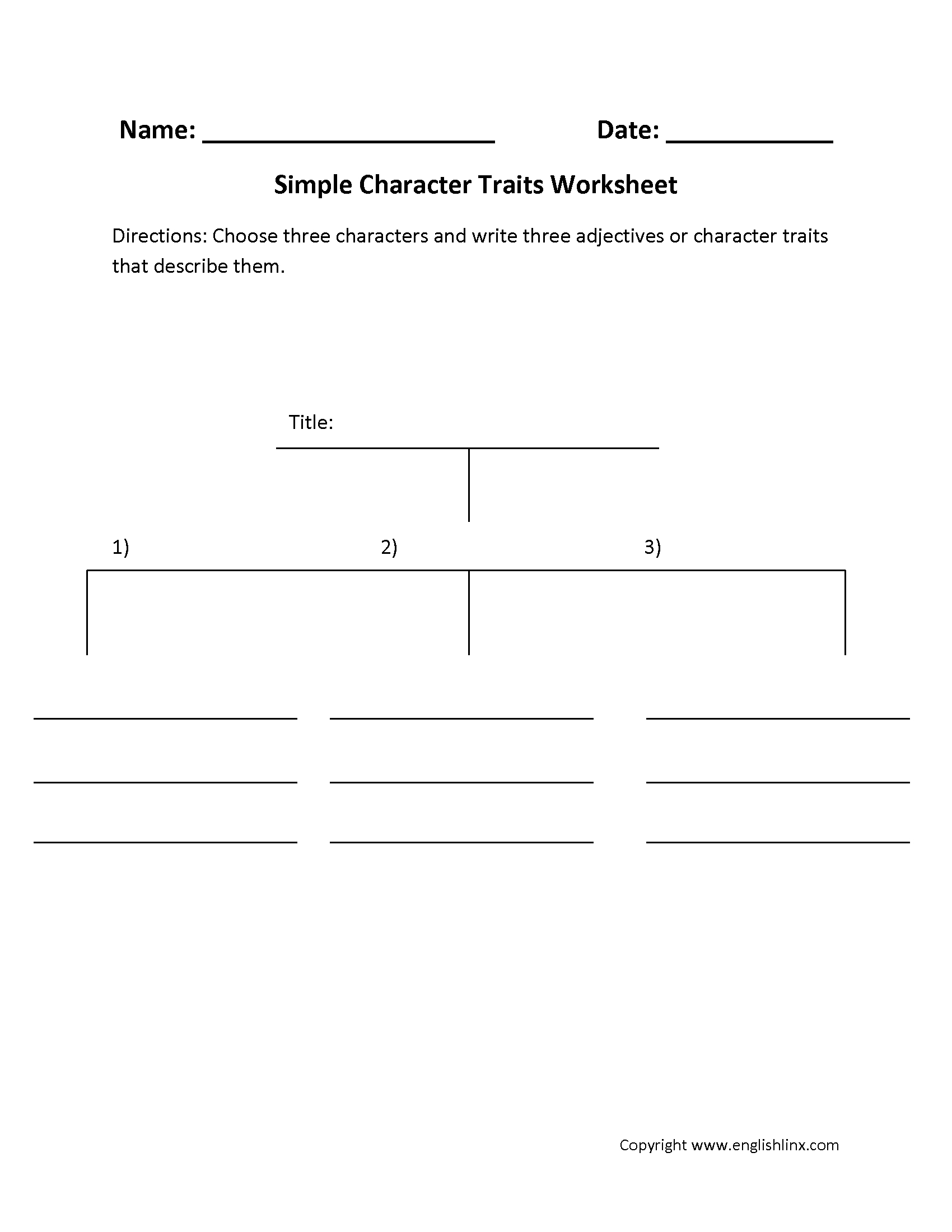Englishlinx  Character Analysis Worksheets As Well As Character Traits Worksheet Pdf