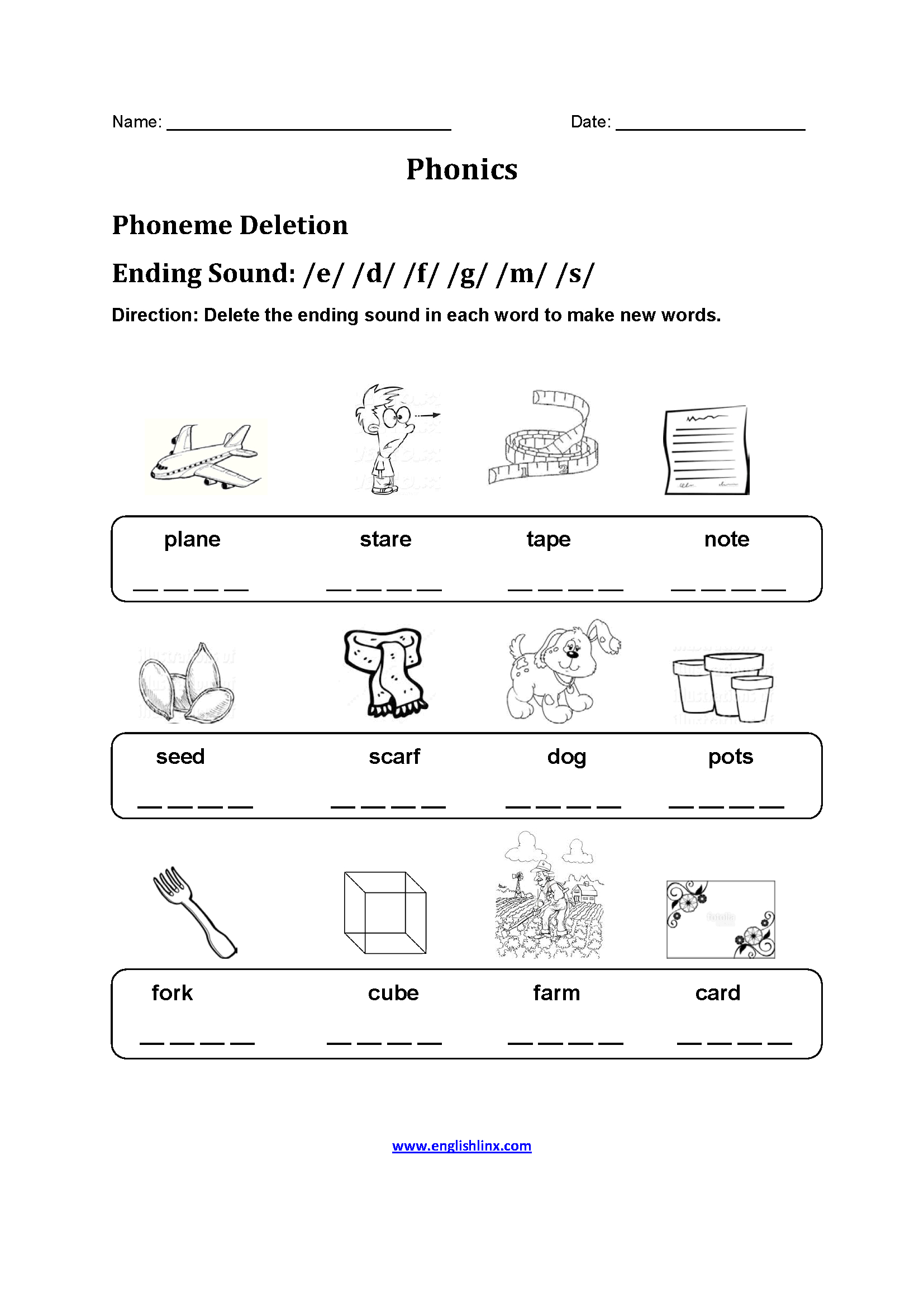Englishlinx  Phonics Worksheets Along With Ending Sounds Worksheets Pdf