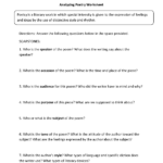 Englishlinx  Poetry Worksheets Intended For Poetry Worksheets Middle School