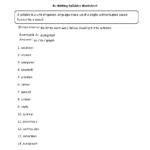 Englishlinx  Syllables Worksheets Pertaining To Syllabication Worksheets Pdf
