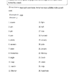 Englishlinx  Syllables Worksheets Pertaining To Syllables Worksheets First Grade