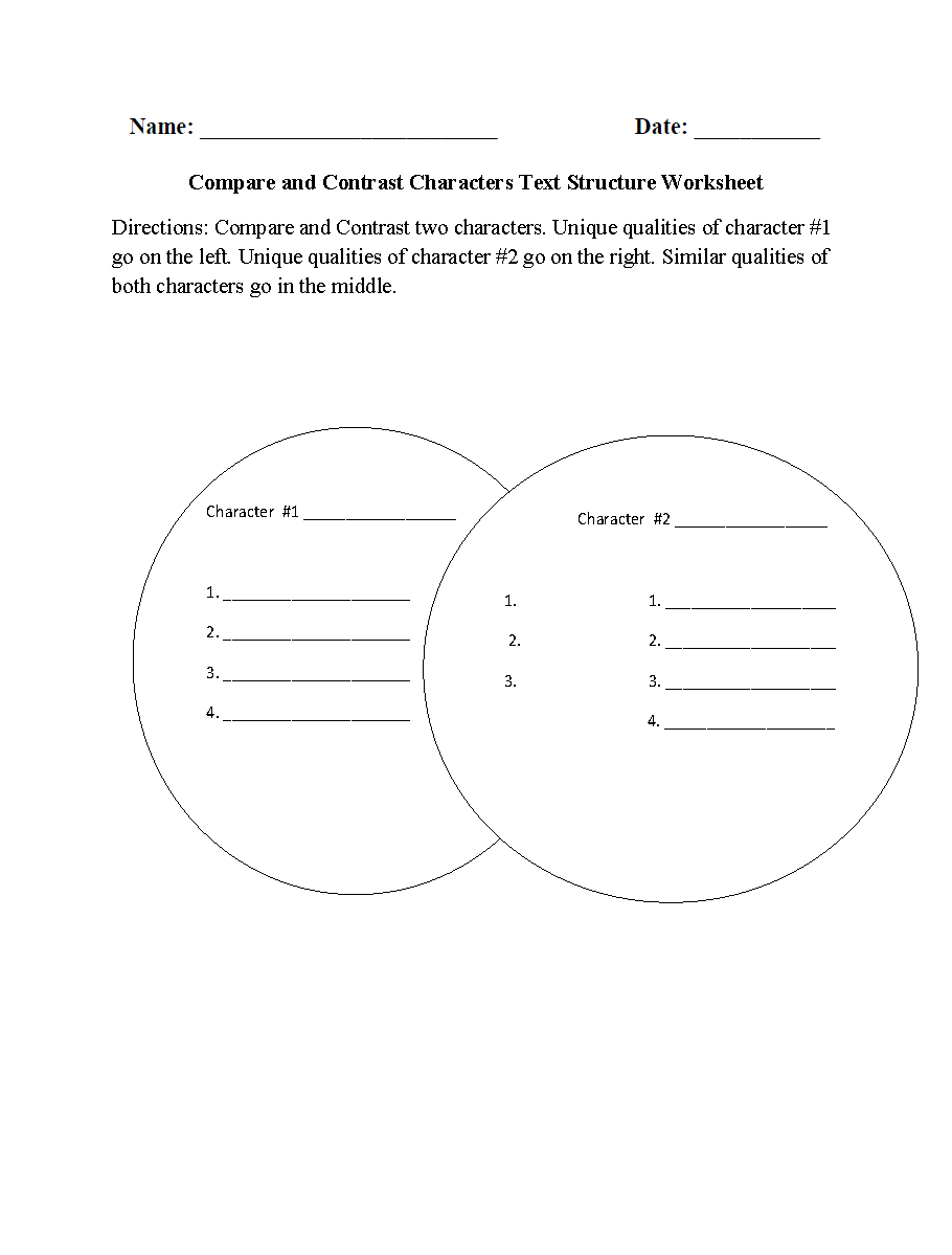 Englishlinx  Text Structure Worksheets For Compare And Contrast Worksheets 5Th Grade
