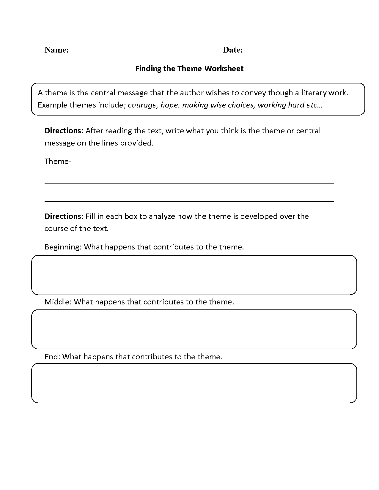 Englishlinx  Theme Worksheets With Regard To Theme Worksheets 3Rd Grade