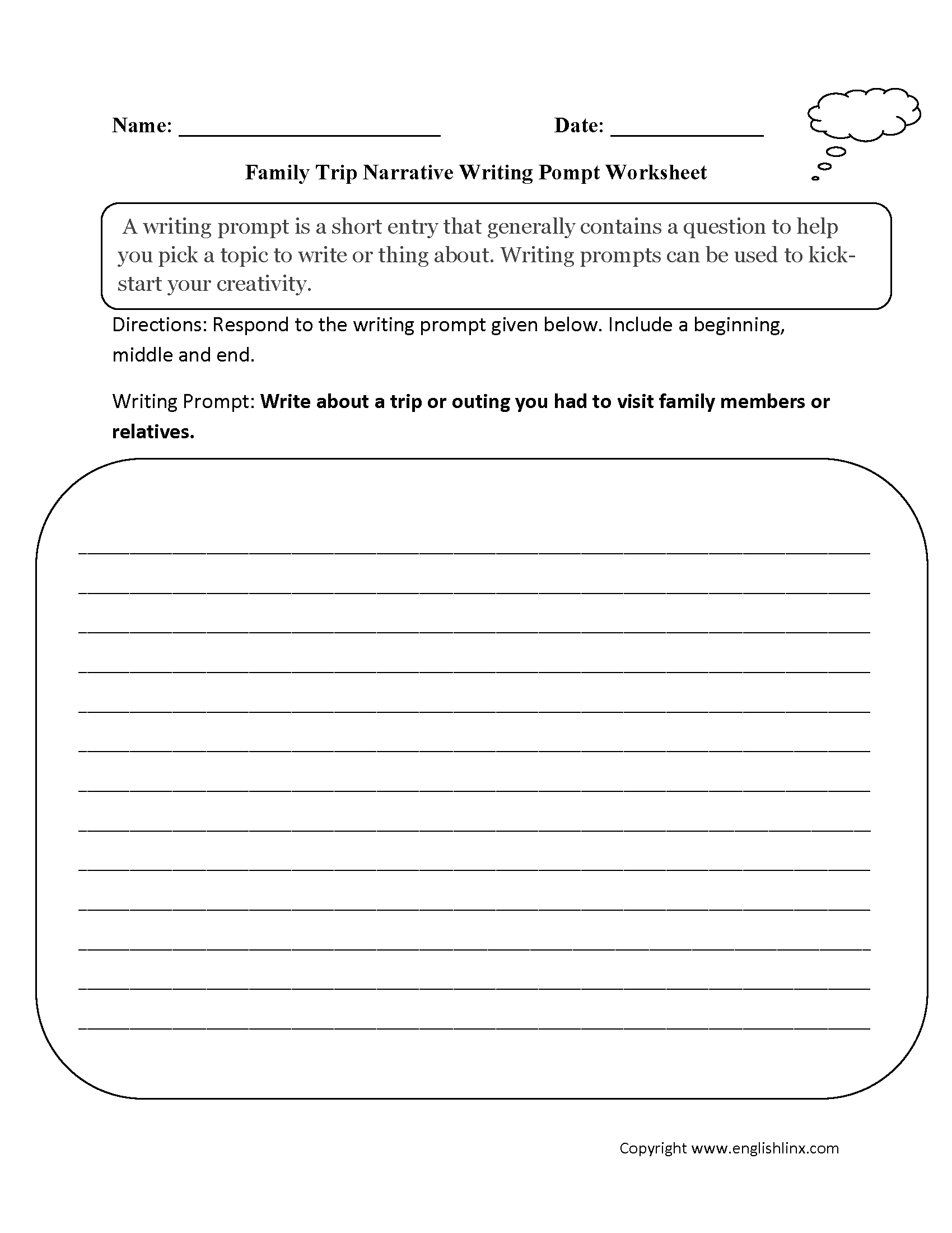 Englishlinx  Writing Prompts Worksheets Regarding 2Nd Grade Writing Prompts Worksheets