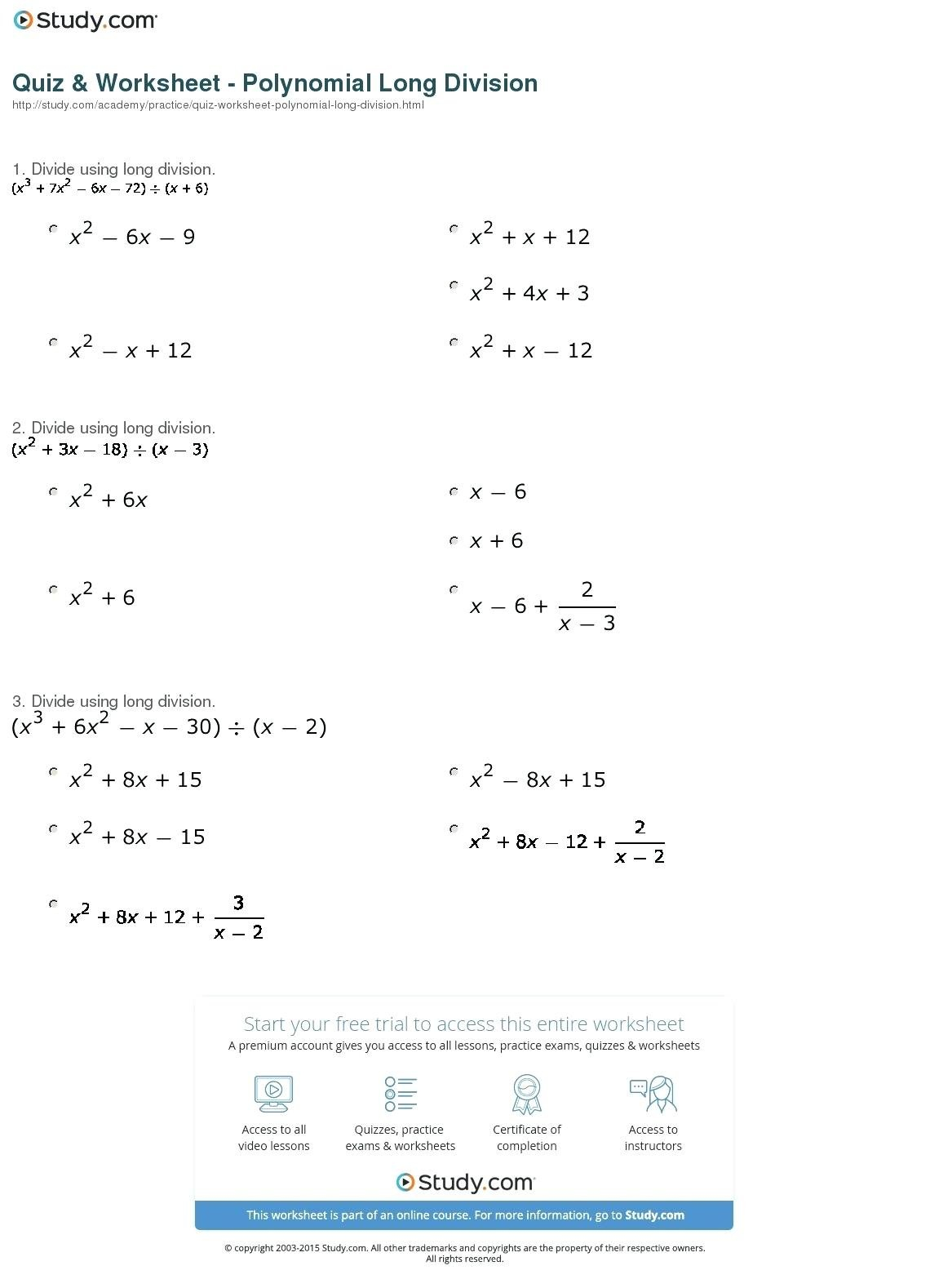 Equation Long Division Math Print How To Divide Polynomials With Also Polynomials Worksheet Pdf