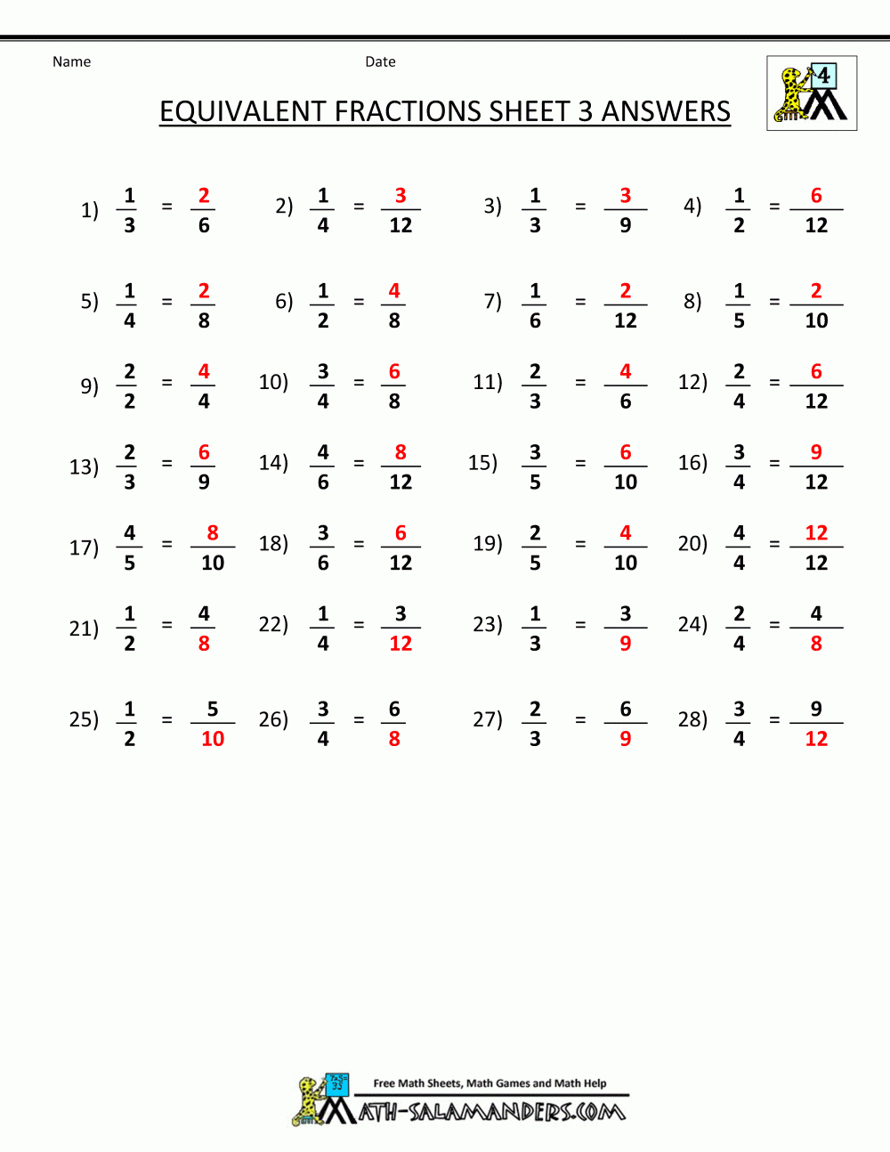 Equivalent Fractions Worksheet Along With Equivalent Fractions On A Number Line Worksheet