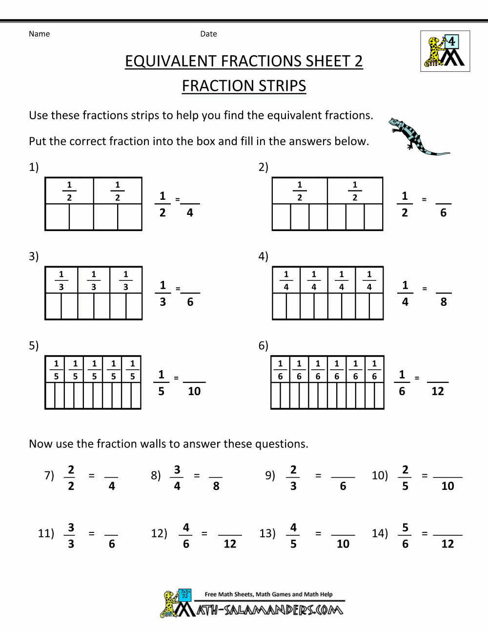 Equivalent Fractions Worksheet Together With 4Th Grade Math Worksheets Fractions