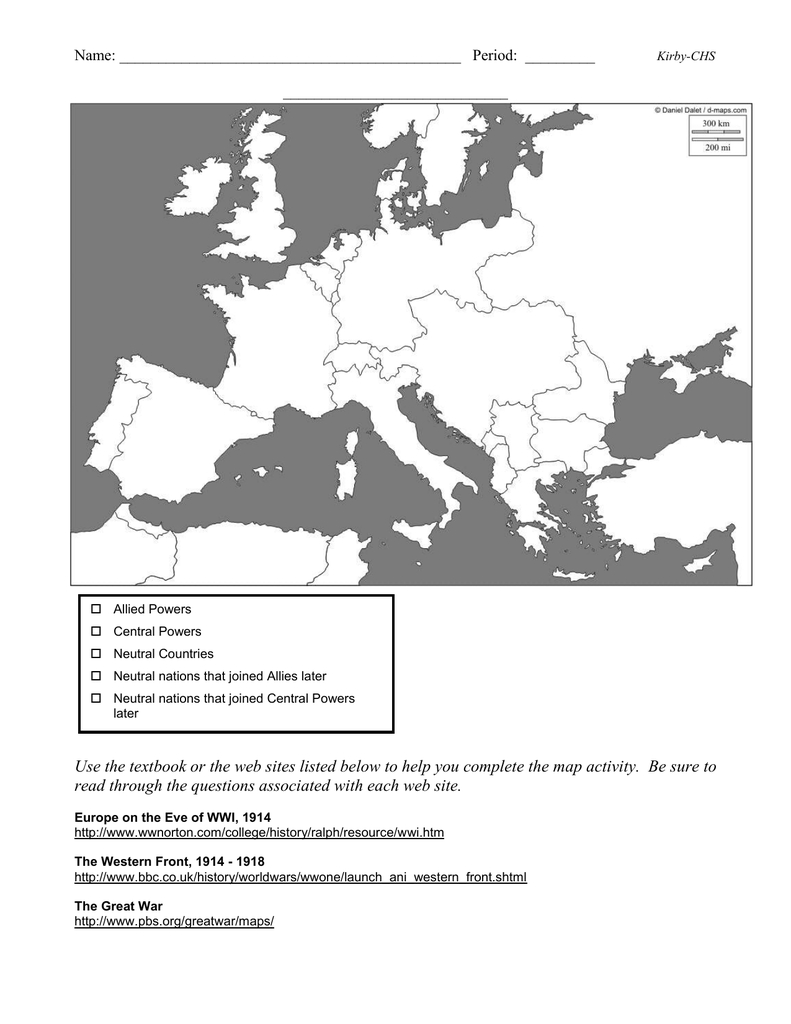 Europe In 1914" Map Activity Regarding Europe After World War 1 Map Worksheet Answers