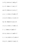 Evaluating Algebraic Expressions A For Evaluating Expressions Worksheet