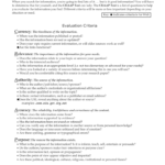 Evaluating Information – Applying The Craap Test Along With The Craap Test Worksheet